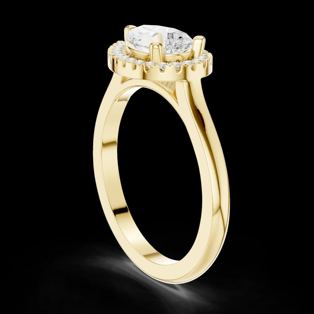 Elegant Pear-Shaped Diamond Ring with Round Diamond Halo - Image 7 Elegant Pear-Shaped Diamond Ring with Round Diamond Halo, view 7 of 10