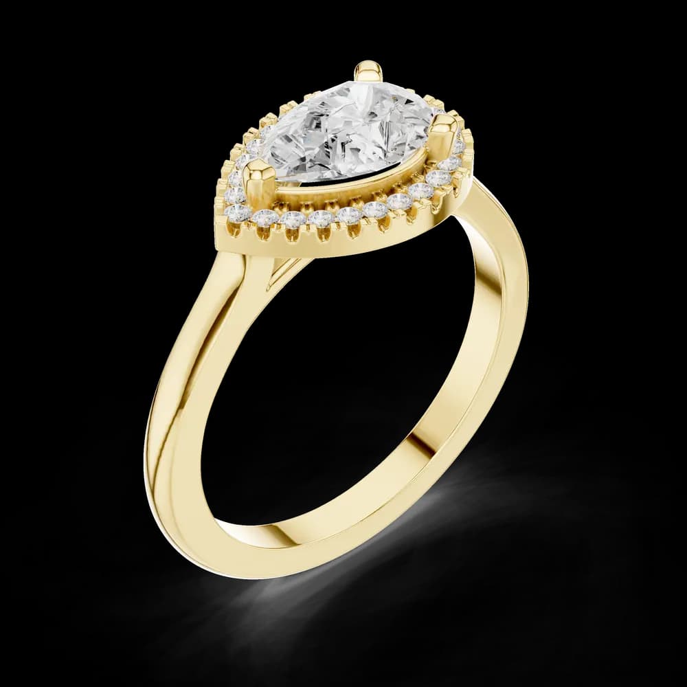 Elegant Pear-Shaped Diamond Ring with Round Diamond Halo - Image 8 Elegant Pear-Shaped Diamond Ring with Round Diamond Halo, view 8 of 10
