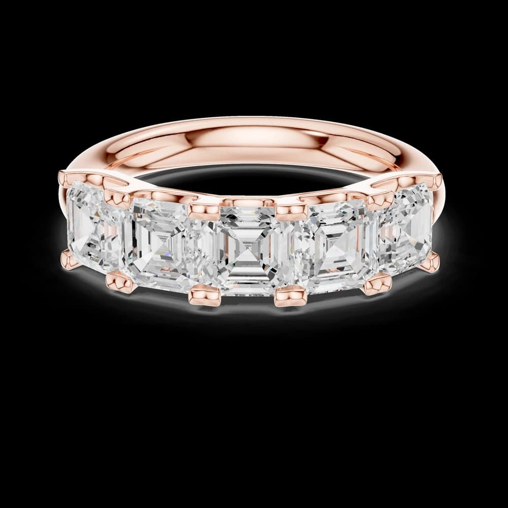 Asscher Cut Five Stone Lab Grown Diamond Ring - Image 1 Asscher Cut Five Stone Lab Grown Diamond Ring, view 1 of 6
