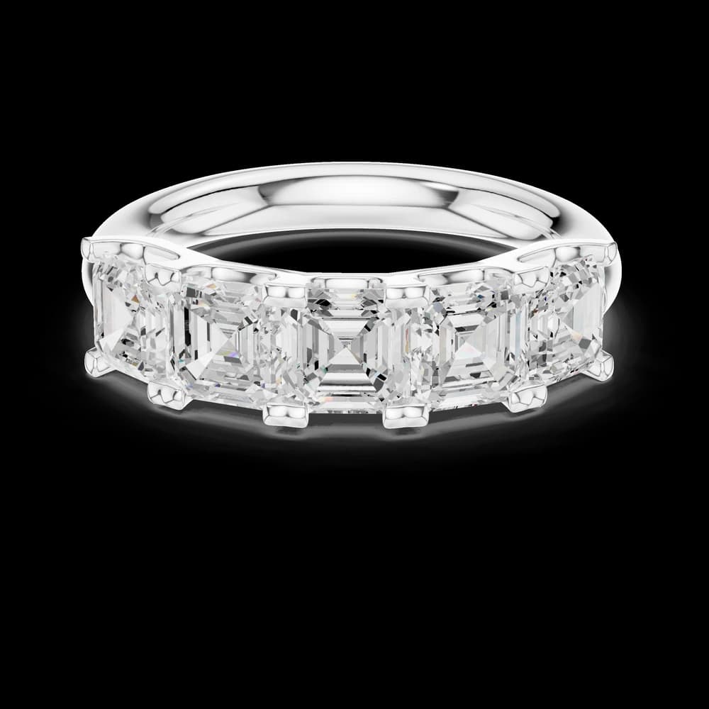 Asscher Cut Five Stone Lab Grown Diamond Ring - Image 2 Asscher Cut Five Stone Lab Grown Diamond Ring, view 2 of 6