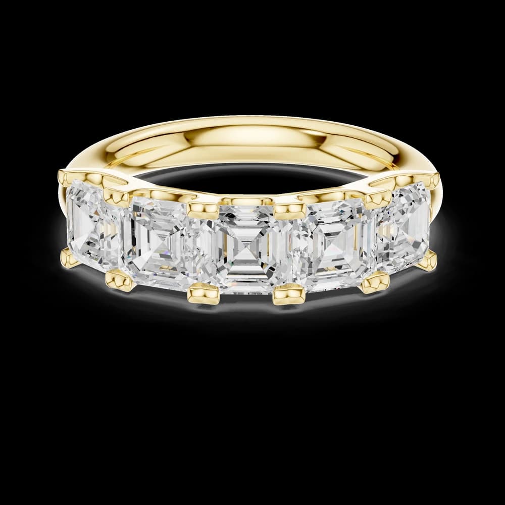 Asscher Cut Five Stone Lab Grown Diamond Ring - Image 3 Asscher Cut Five Stone Lab Grown Diamond Ring, view 3 of 6