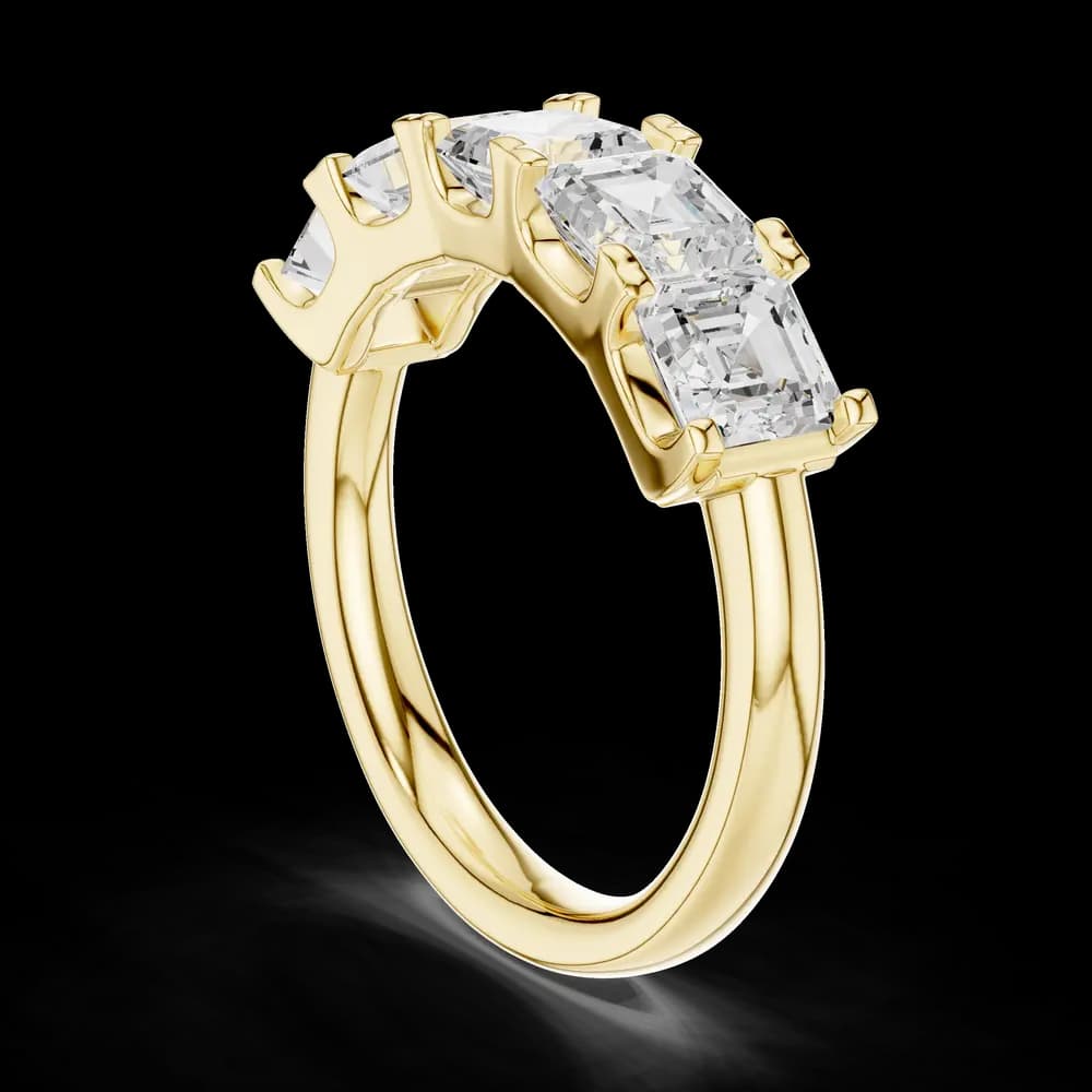 Asscher Cut Five Stone Lab Grown Diamond Ring - Image 4 Asscher Cut Five Stone Lab Grown Diamond Ring, view 4 of 6