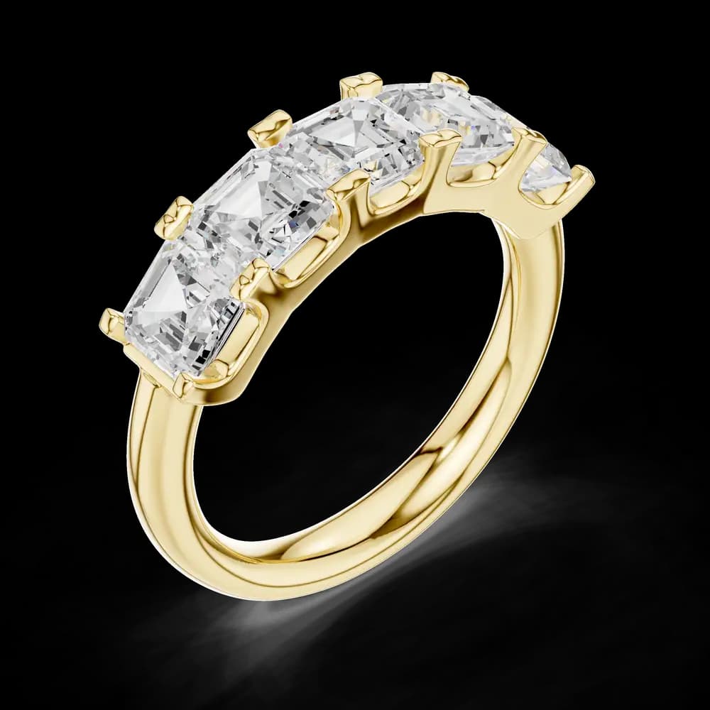Asscher Cut Five Stone Lab Grown Diamond Ring - Image 5 Asscher Cut Five Stone Lab Grown Diamond Ring, view 5 of 6