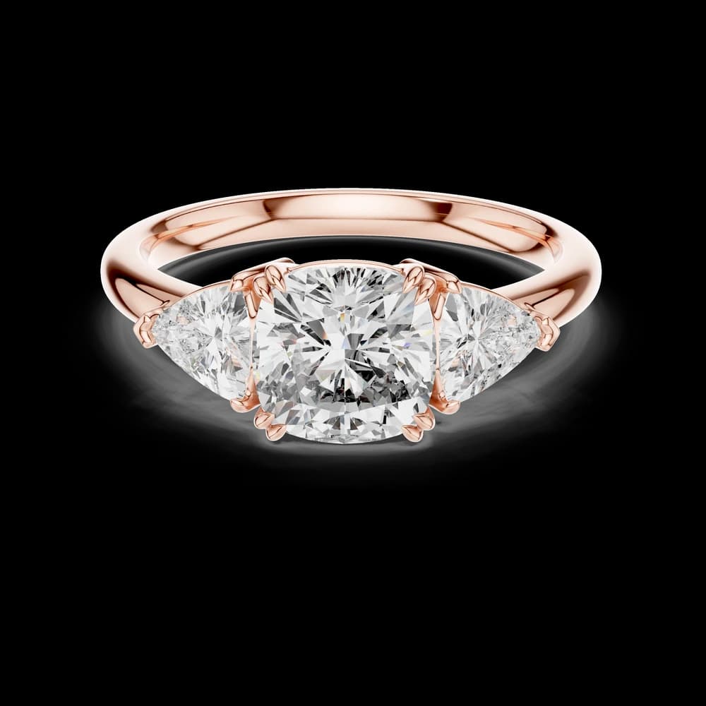 Classic Cushion and Trillion Three-Stone Lab Grown Diamond Ring - Image 1 Classic Cushion and Trillion Three-Stone Lab Grown Diamond Ring, view 1 of 5