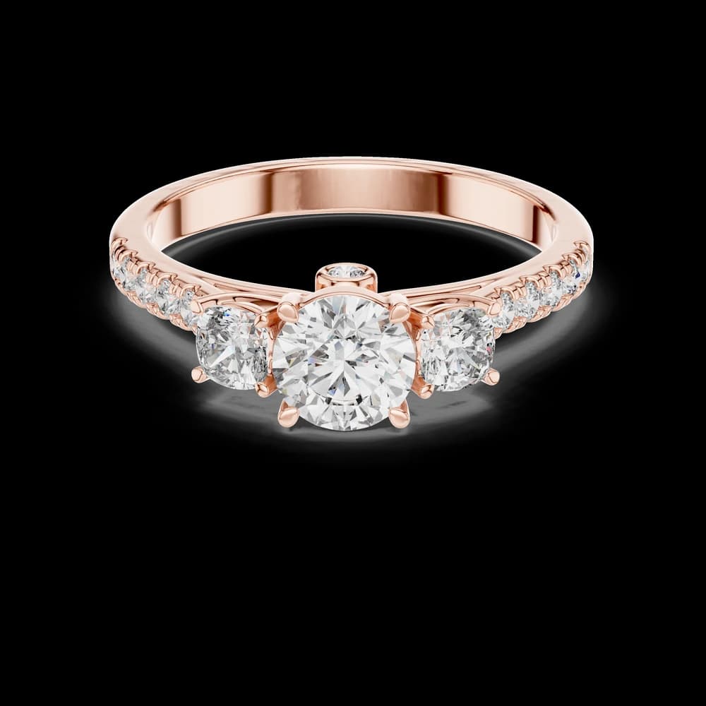 Round Cut Three Stone Lab Grown Ring - Image 1 Round Cut Three Stone Lab Grown Ring, view 1 of 3