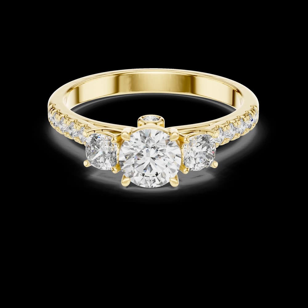 Round Cut Three Stone Lab Grown Ring - Image 2 Round Cut Three Stone Lab Grown Ring, view 2 of 3
