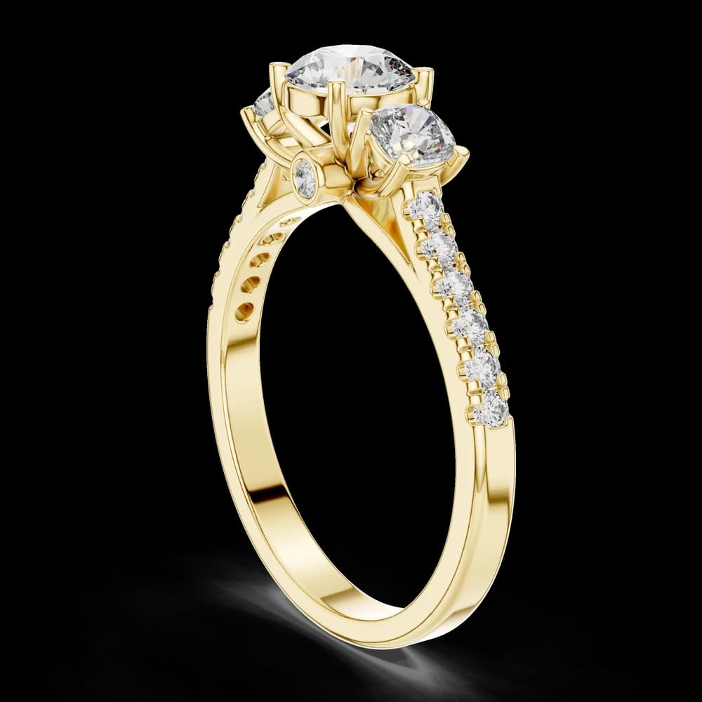 Round Cut Three Stone Lab Grown Ring - Image 3 Round Cut Three Stone Lab Grown Ring, view 3 of 3