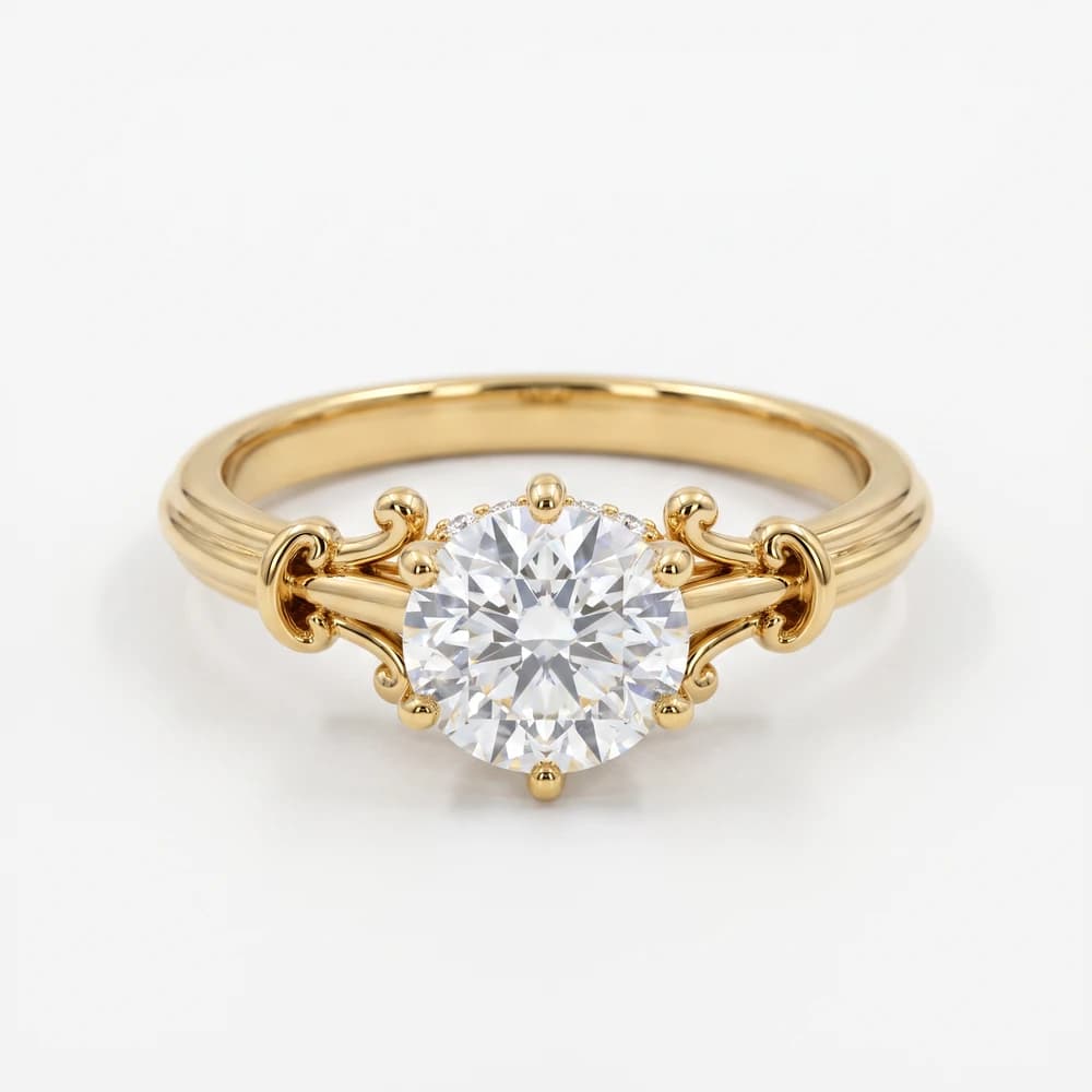 Ornate Vintage-Inspired Round Lab-Grown Diamond Ring - Image 2 Ornate Vintage-Inspired Round Lab-Grown Diamond Ring , view 2 of 5