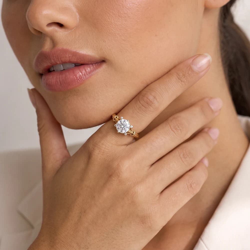 Ornate Vintage-Inspired Round Lab-Grown Diamond Ring - Image 3 Ornate Vintage-Inspired Round Lab-Grown Diamond Ring , view 3 of 5