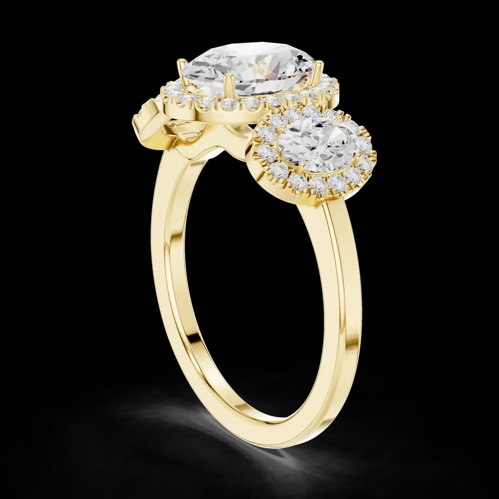 Three Oval Cut Halo Lab Grown Ring - Image 4 Three Oval Cut Halo Lab Grown Ring, view 4 of 6