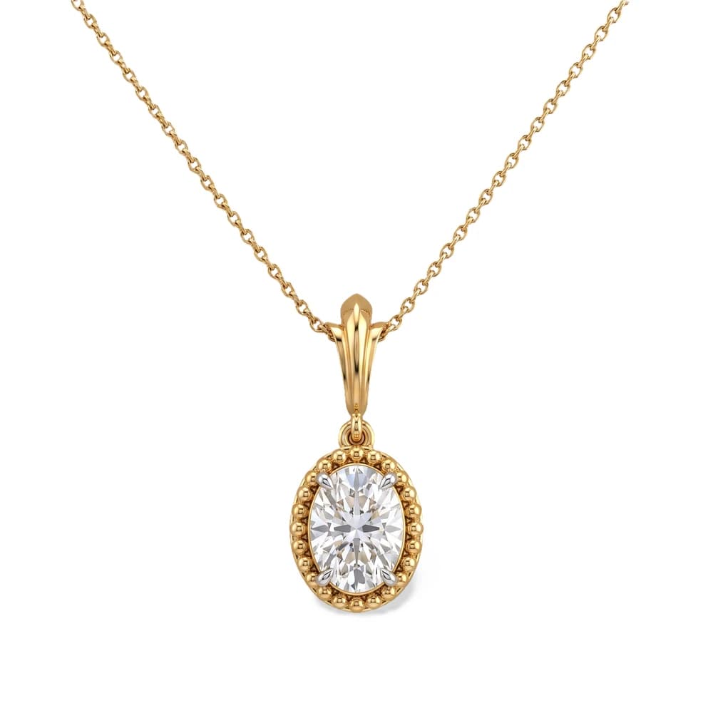 Oval Beaded Edge Diamond Pendant - Image 1 Oval Beaded Edge Diamond Pendant, view 1 of 2