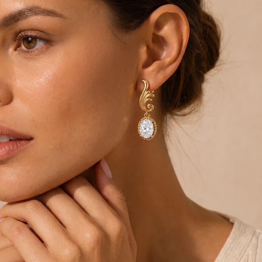 The Imperial Acanthus Diamond Drops Earring - Image 2 The Imperial Acanthus Diamond Drops Earring, view 2 of 5