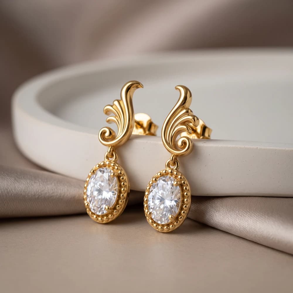 The Imperial Acanthus Diamond Drops Earring - Image 3 The Imperial Acanthus Diamond Drops Earring, view 3 of 5