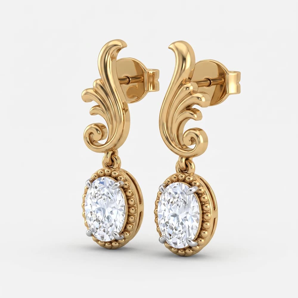 The Imperial Acanthus Diamond Drops Earring - Image 4 The Imperial Acanthus Diamond Drops Earring, view 4 of 5