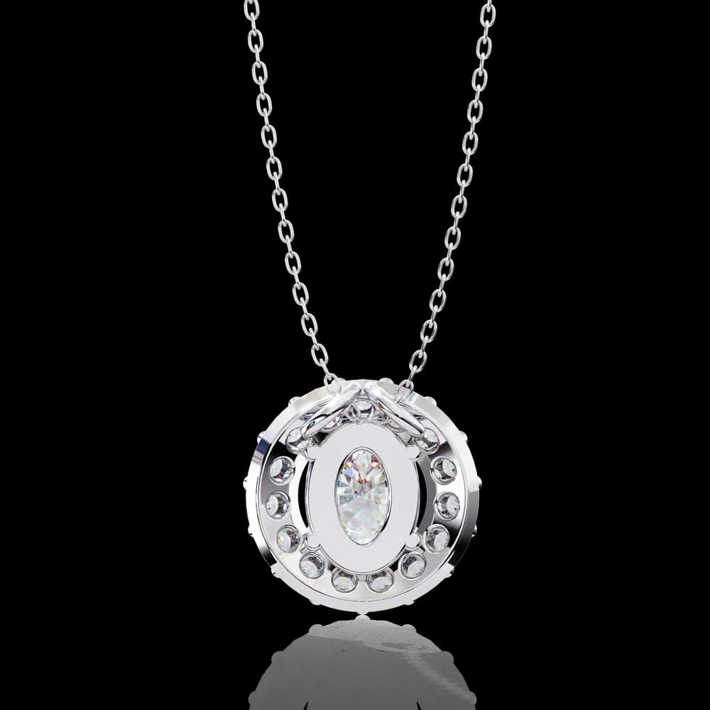 Oval Cut Lab Grown Diamond Halo Necklace - Image 2 Oval Cut Lab Grown Diamond Halo Necklace, view 2 of 4
