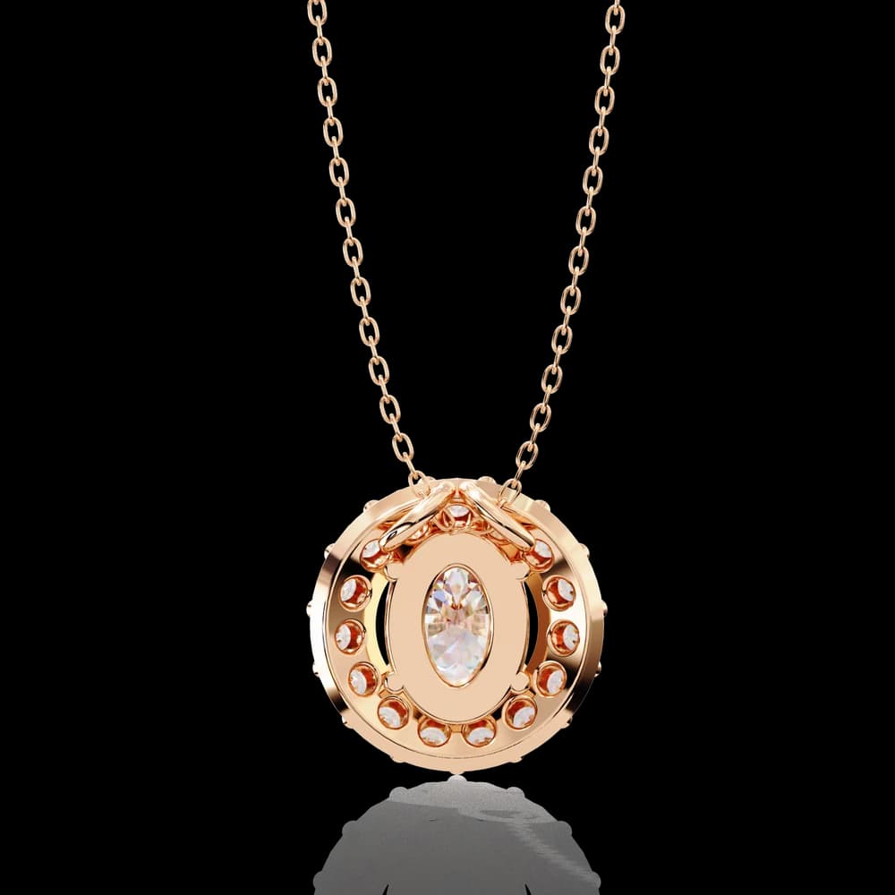 Oval Cut Lab Grown Diamond Halo Necklace - Image 3 Oval Cut Lab Grown Diamond Halo Necklace, view 3 of 4