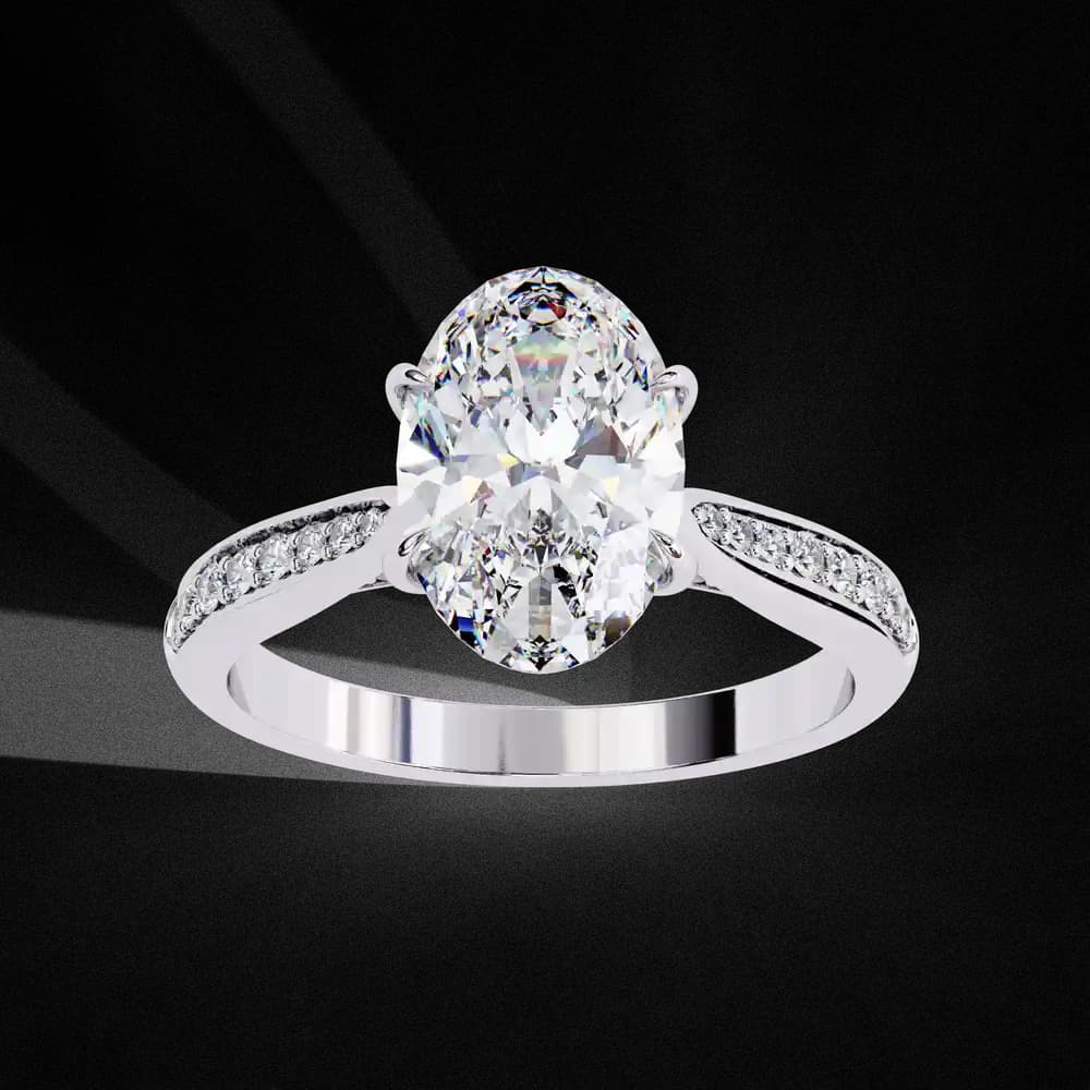 Oval Cut Lab Grown Diamond Solitaire Ring - Image 12 Oval Cut Lab Grown Diamond Solitaire Ring, view 12 of 15