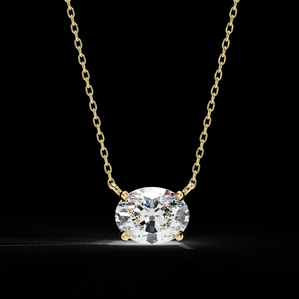 Oval Cut Solitaire Lab Grown Diamond Pendant with Chain - Image 10 Oval Cut Solitaire Lab Grown Diamond Pendant with Chain, view 10 of 15