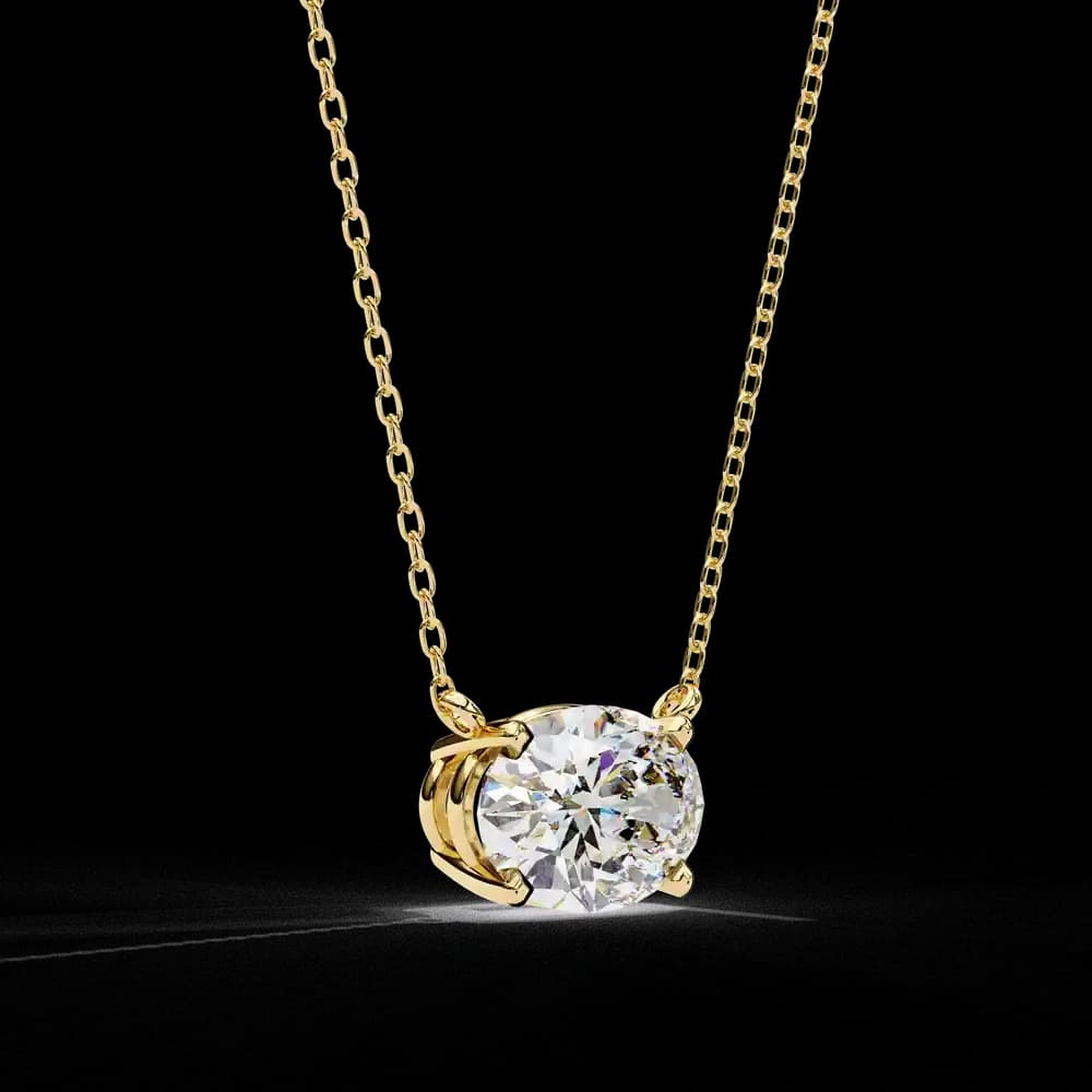 Oval Cut Solitaire Lab Grown Diamond Pendant with Chain - Image 11 Oval Cut Solitaire Lab Grown Diamond Pendant with Chain, view 11 of 15