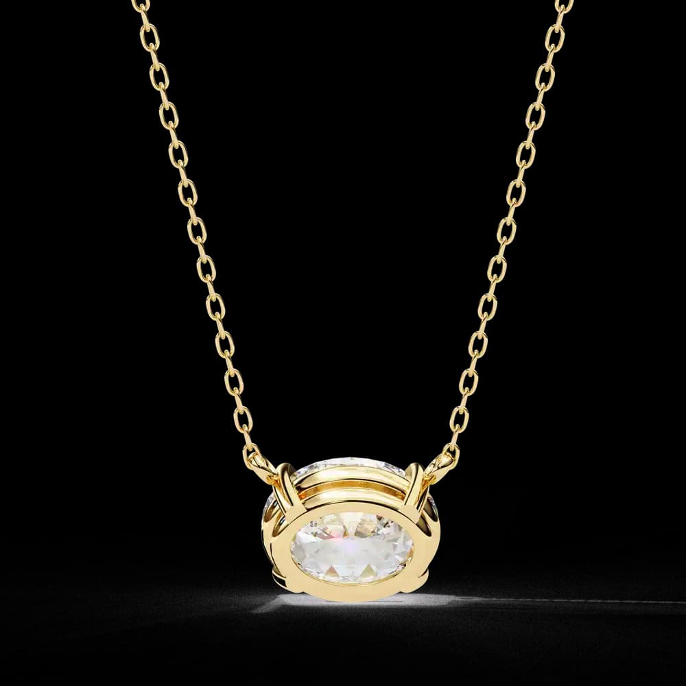 Oval Cut Solitaire Lab Grown Diamond Pendant with Chain - Image 13 Oval Cut Solitaire Lab Grown Diamond Pendant with Chain, view 13 of 15