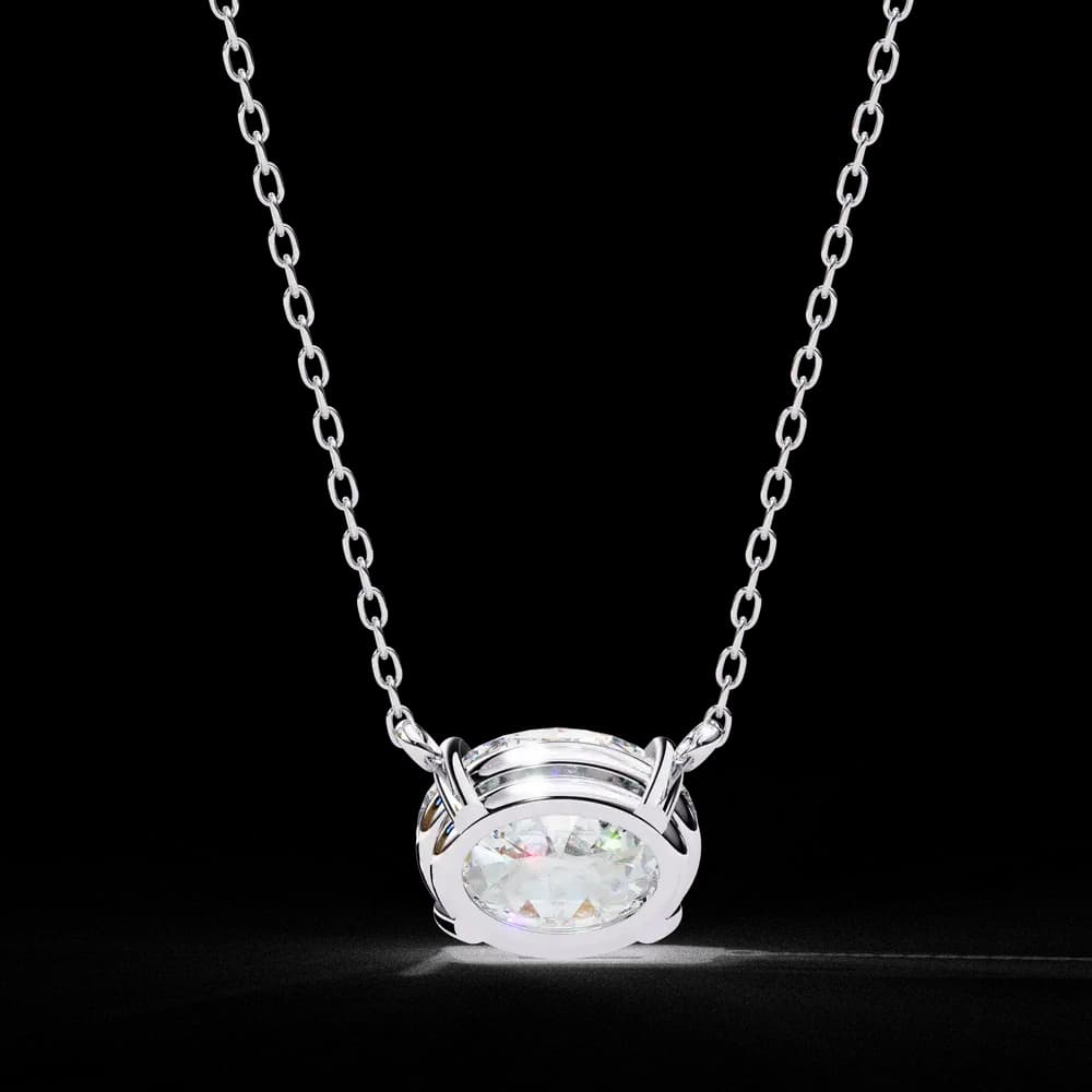 Oval Cut Solitaire Lab Grown Diamond Pendant with Chain - Image 3 Oval Cut Solitaire Lab Grown Diamond Pendant with Chain, view 3 of 15