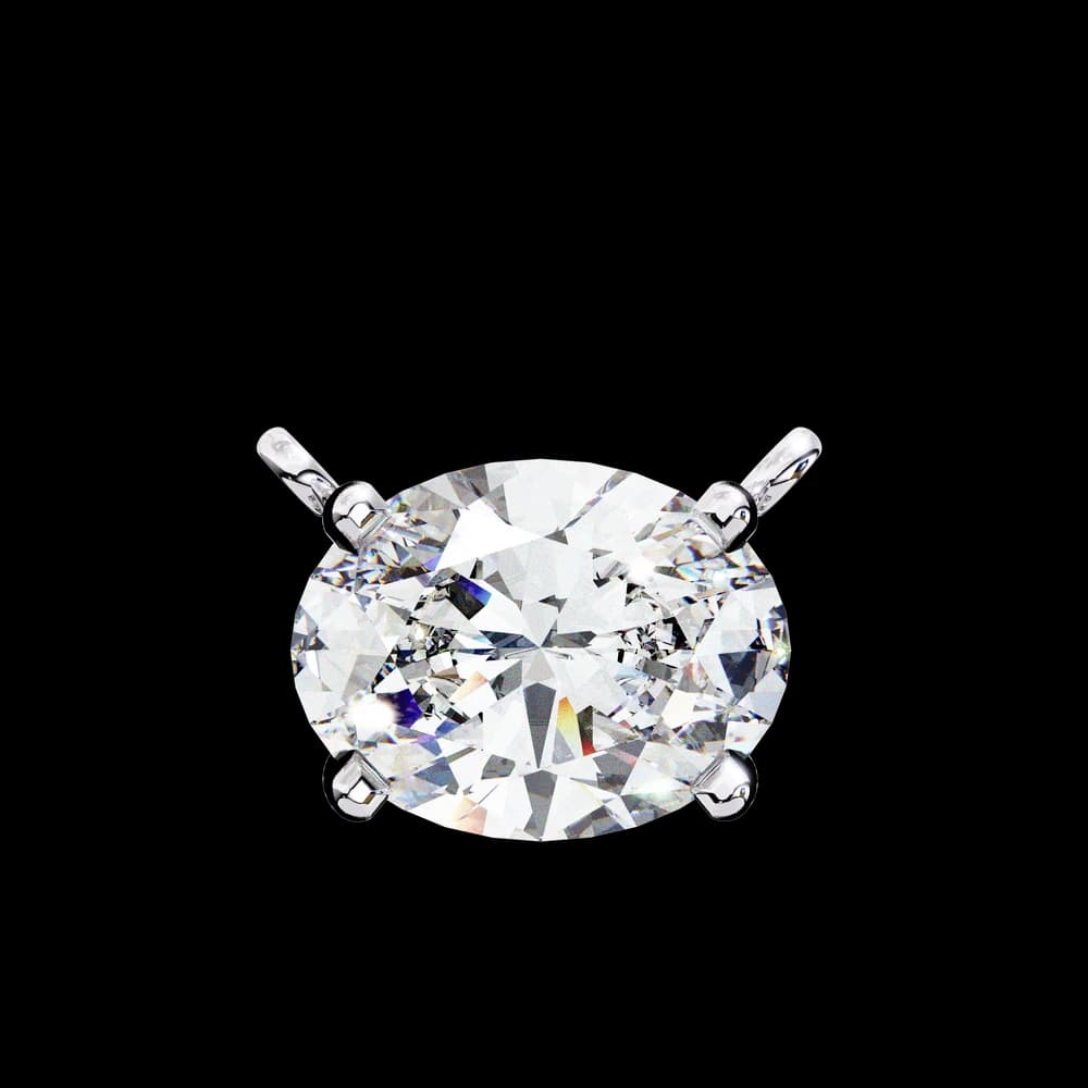 Oval Cut Solitaire Lab Grown Diamond Pendant with Chain - Image 4 Oval Cut Solitaire Lab Grown Diamond Pendant with Chain, view 4 of 15