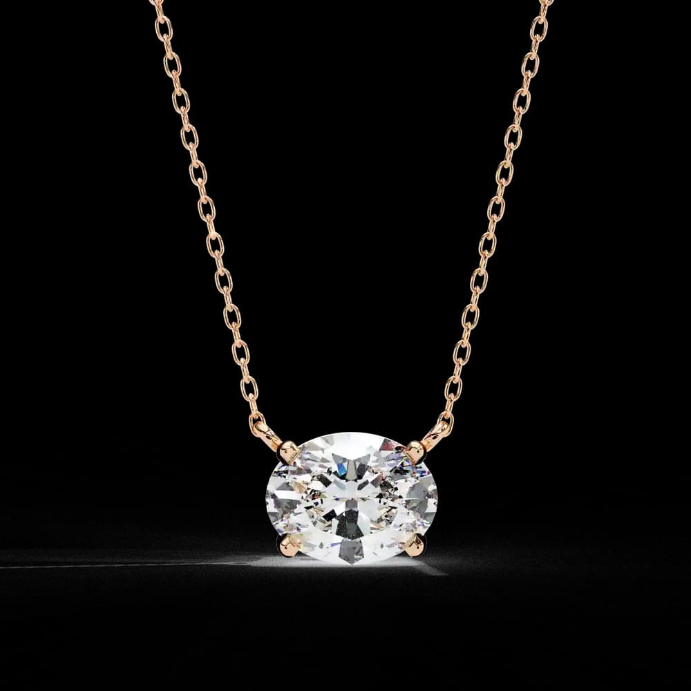 Oval Cut Solitaire Lab Grown Diamond Pendant with Chain - Image 5 Oval Cut Solitaire Lab Grown Diamond Pendant with Chain, view 5 of 15