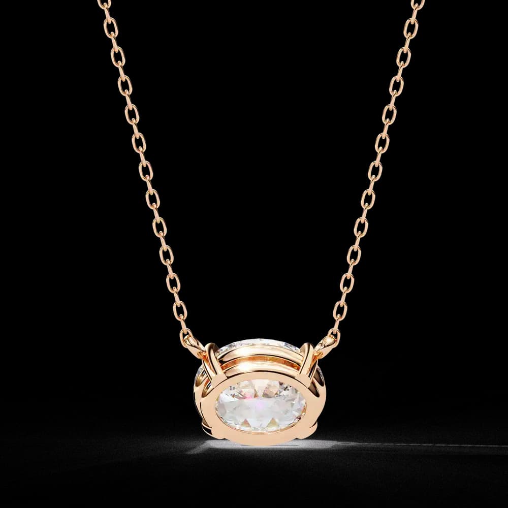 Oval Cut Solitaire Lab Grown Diamond Pendant with Chain - Image 8 Oval Cut Solitaire Lab Grown Diamond Pendant with Chain, view 8 of 15