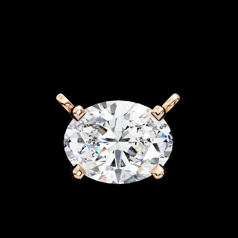 Oval Cut Solitaire Lab Grown Diamond Pendant with Chain - Image 9 Oval Cut Solitaire Lab Grown Diamond Pendant with Chain, view 9 of 15