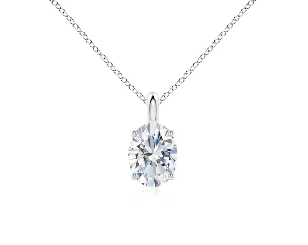 Oval Cut Lab Grown Diamond Solitaire Pendant with Chain - Image 3 Oval Cut Lab Grown Diamond Solitaire Pendant with Chain, view 3 of 4