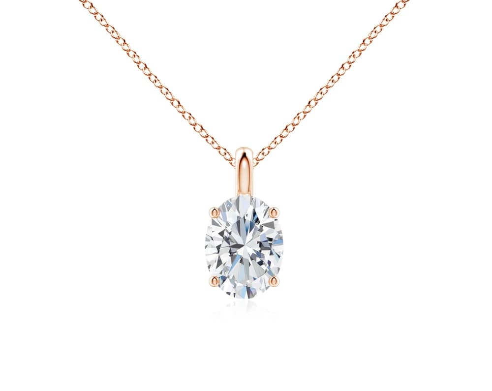 Oval Cut Lab Grown Diamond Solitaire Pendant with Chain - Image 4 Oval Cut Lab Grown Diamond Solitaire Pendant with Chain, view 4 of 4