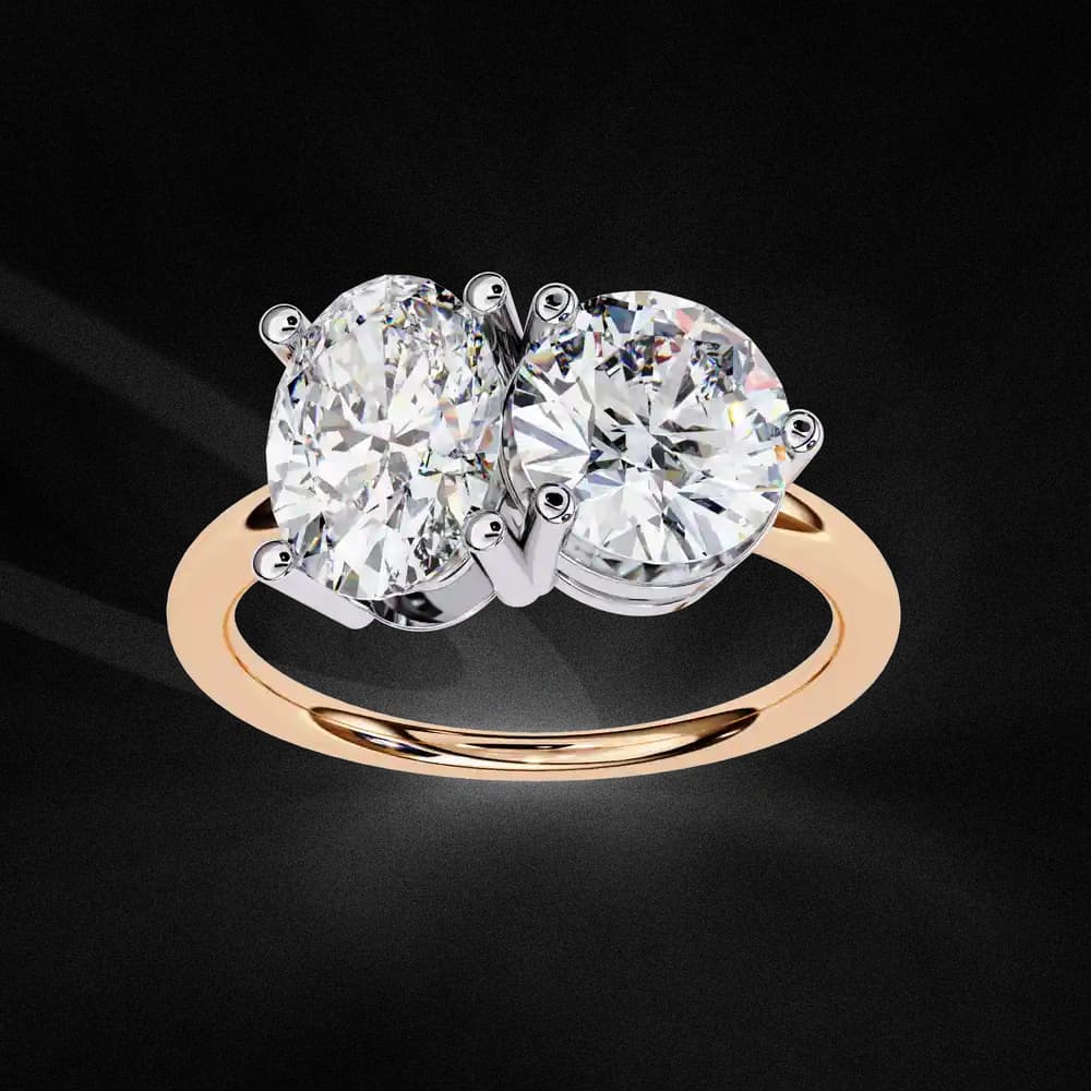 Oval & Round Two Stone Lab Grown Diamond Ring - Image 3 Oval & Round Two Stone Lab Grown Diamond Ring, view 3 of 4