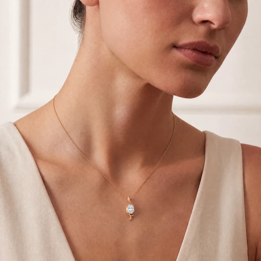 Oval Shaped Elegant Modern Drop Lab Grown Pendant - Image 2 Oval Shaped Elegant Modern Drop Lab Grown Pendant, view 2 of 3