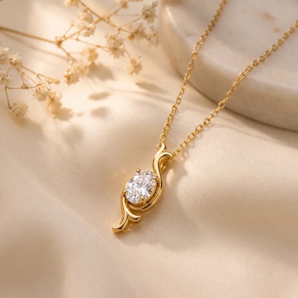 Oval Shaped Elegant Modern Drop Lab Grown Pendant - Image 3 Oval Shaped Elegant Modern Drop Lab Grown Pendant, view 3 of 3
