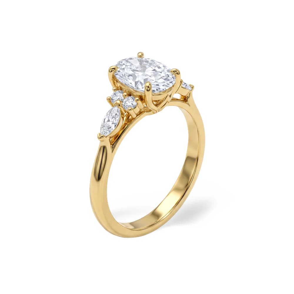 Oval Solitaire Marquise Accent Lab Grown Diamond - Image 3 Oval Solitaire Marquise Accent Lab Grown Diamond, view 3 of 5