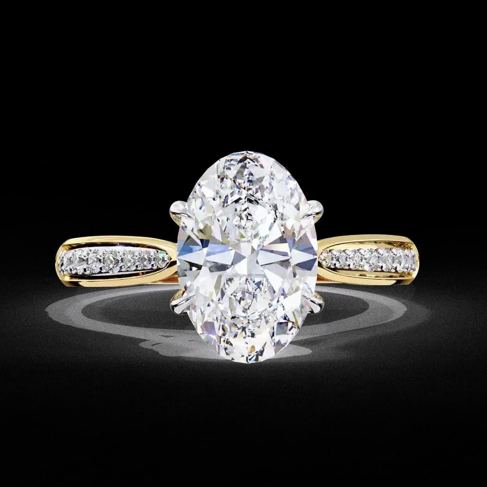 Elegant Oval Lab Grown Diamond Pave Solitaire Ring - Image 1 Elegant Oval Lab Grown Diamond Pave Solitaire Ring, view 1 of 6
