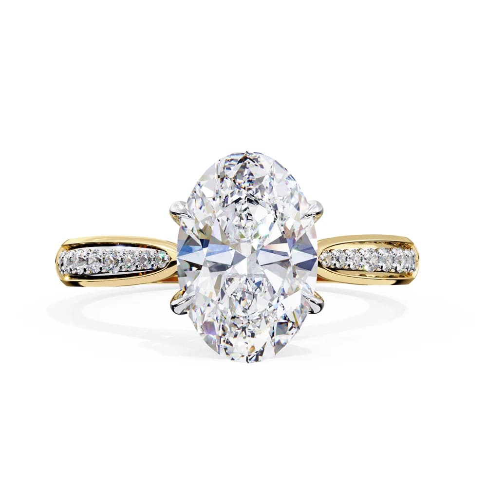 Elegant Oval Lab Grown Diamond Pave Solitaire Ring - Image 5 Elegant Oval Lab Grown Diamond Pave Solitaire Ring, view 5 of 6