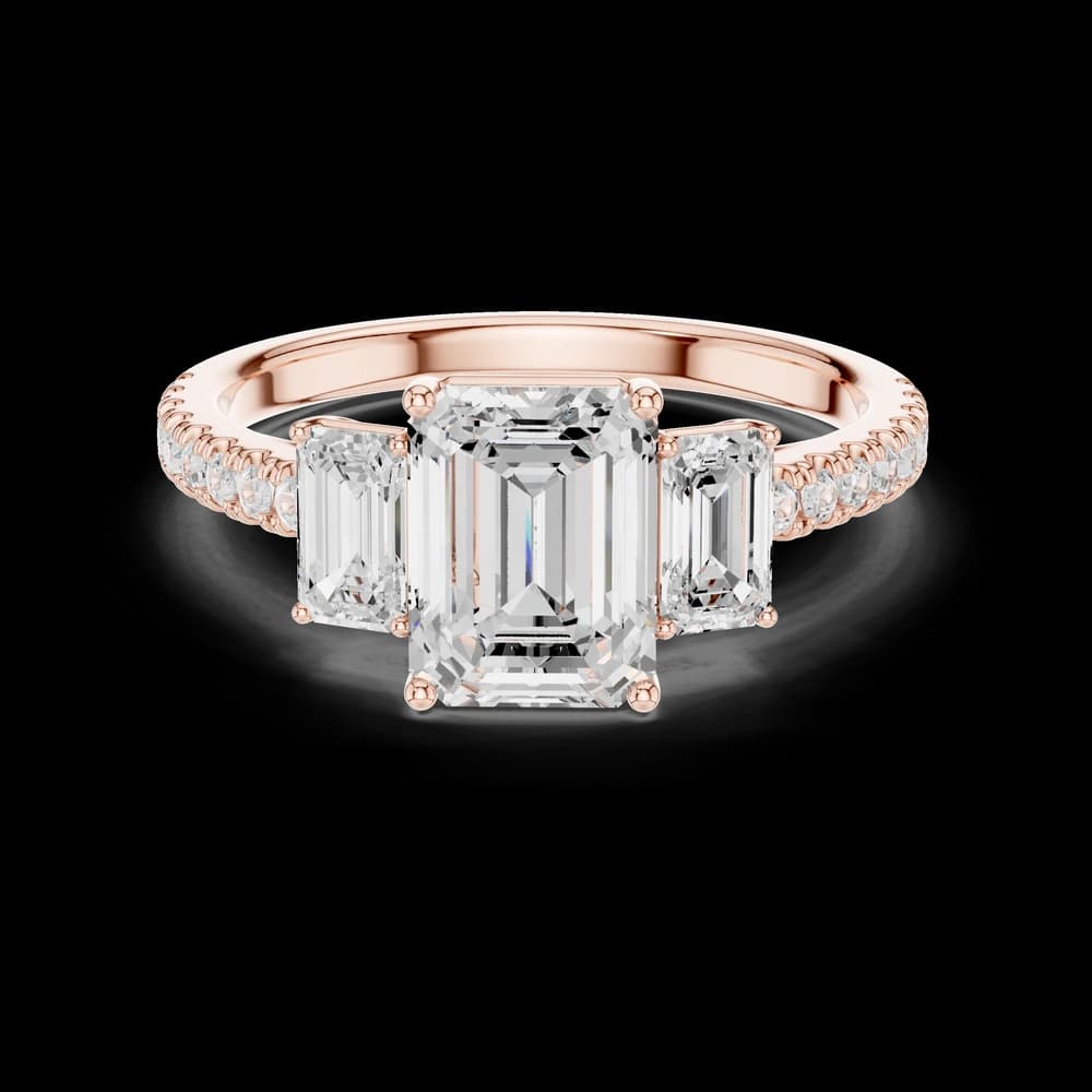 Emerald Trio Lab Grown Diamond Ring - Image 1 Emerald Trio Lab Grown Diamond Ring, view 1 of 6