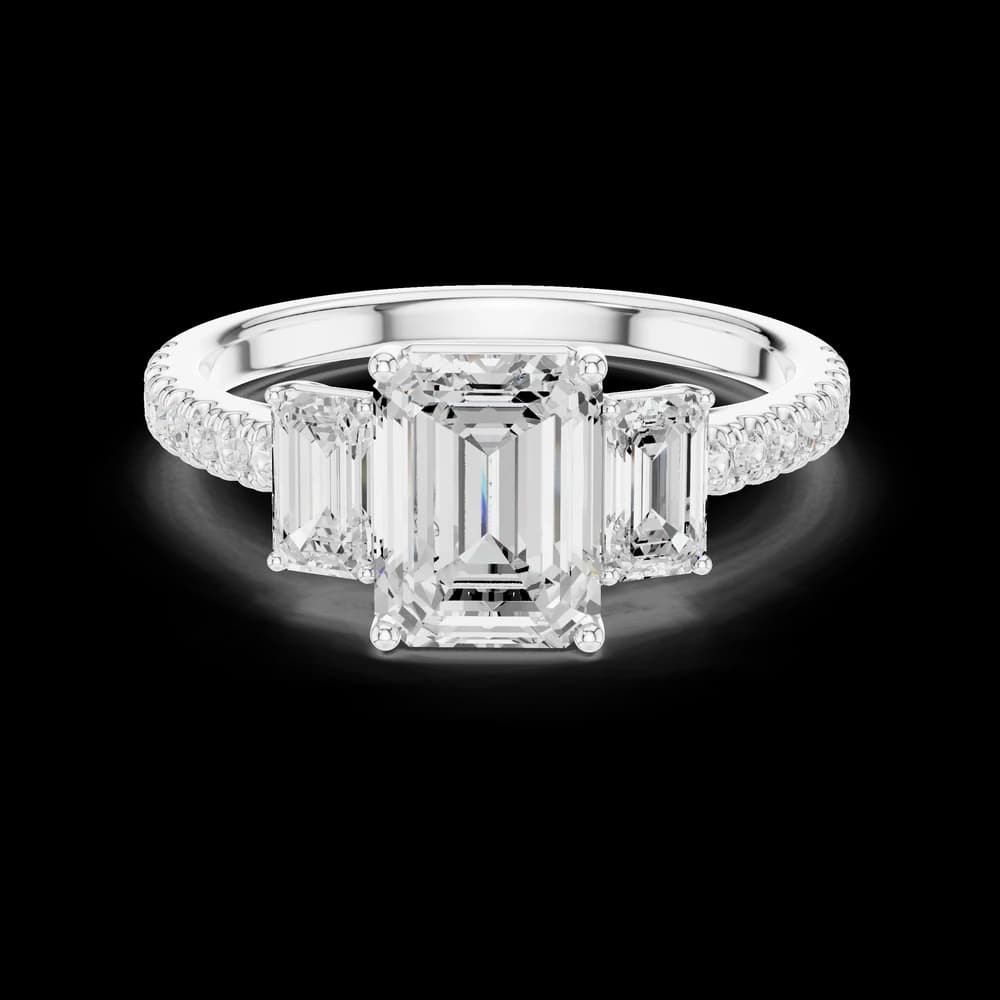 Emerald Trio Lab Grown Diamond Ring - Image 2 Emerald Trio Lab Grown Diamond Ring, view 2 of 6