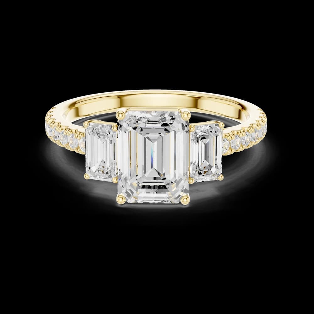 Emerald Trio Lab Grown Diamond Ring - Image 3 Emerald Trio Lab Grown Diamond Ring, view 3 of 6