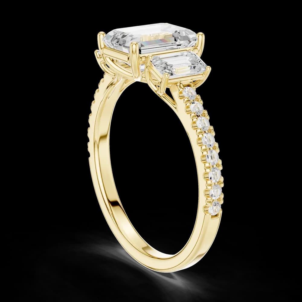Emerald Trio Lab Grown Diamond Ring - Image 4 Emerald Trio Lab Grown Diamond Ring, view 4 of 6