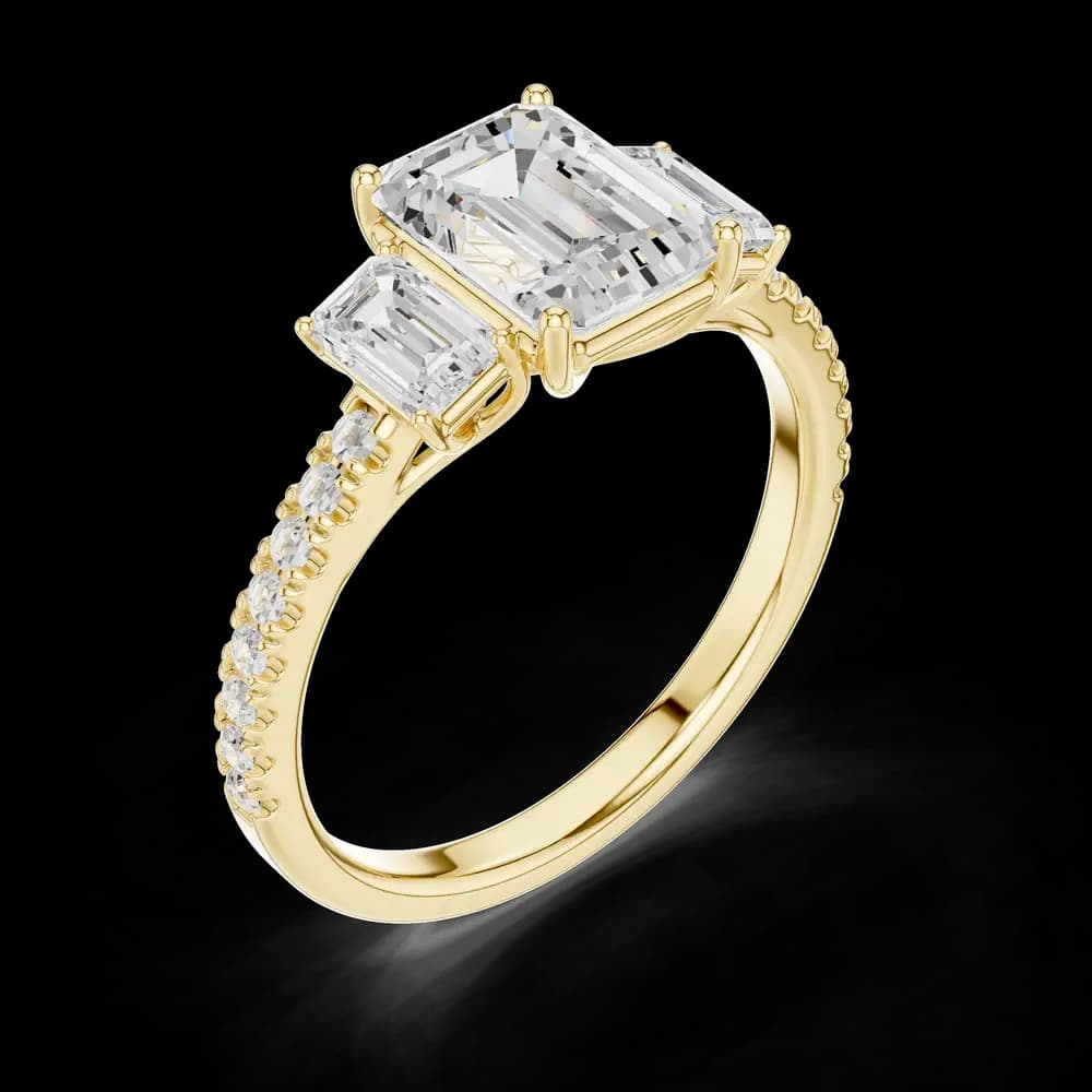 Emerald Trio Lab Grown Diamond Ring - Image 5 Emerald Trio Lab Grown Diamond Ring, view 5 of 6