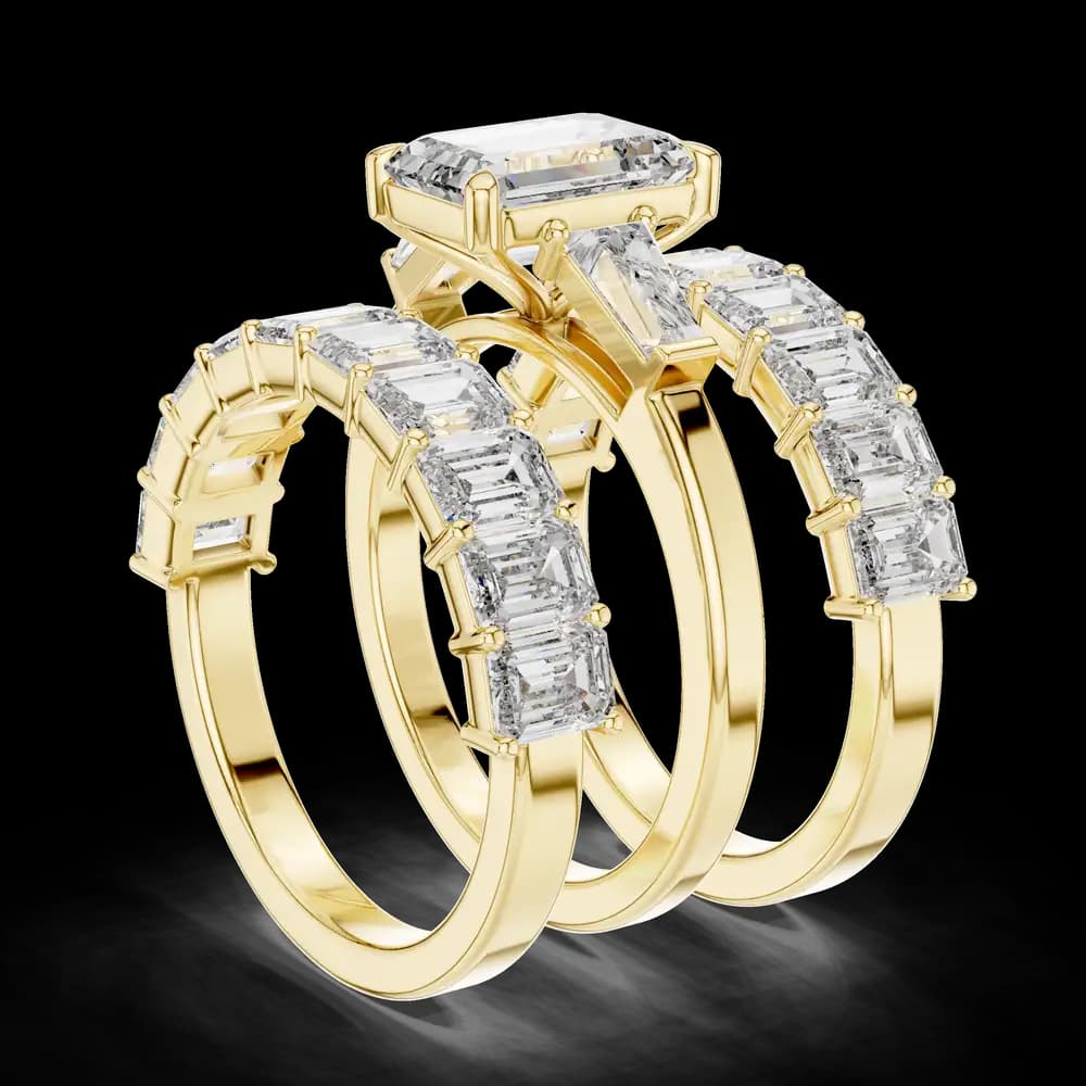 Emerald Cut Stackable Three Layered Lab Grown Ring Set - Image 4 Emerald Cut Stackable Three Layered Lab Grown Ring Set, view 4 of 6