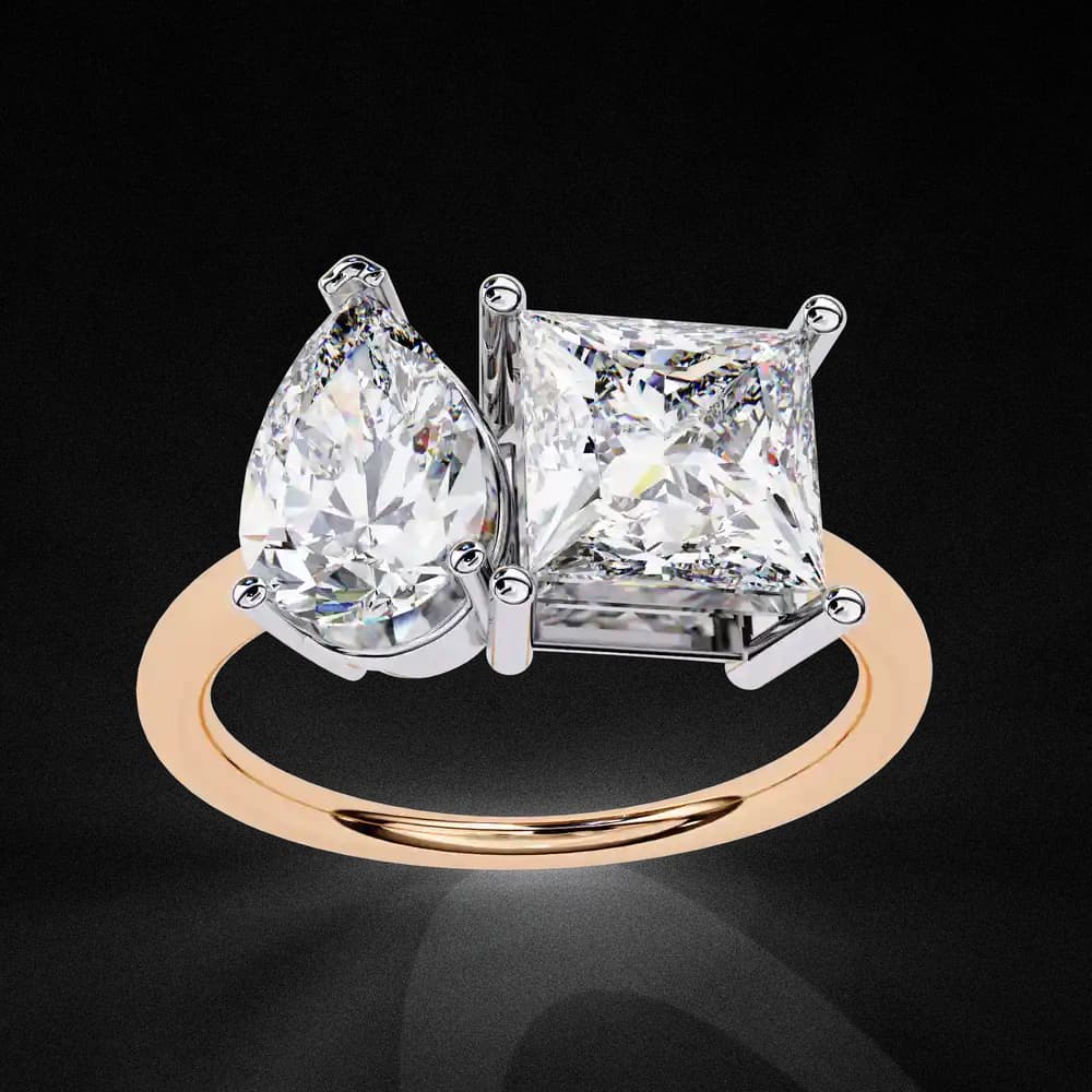 Pear-Princess Lab Grown Diamond Duet Ring - Image 1 Pear-Princess Lab Grown Diamond Duet Ring, view 1 of 3