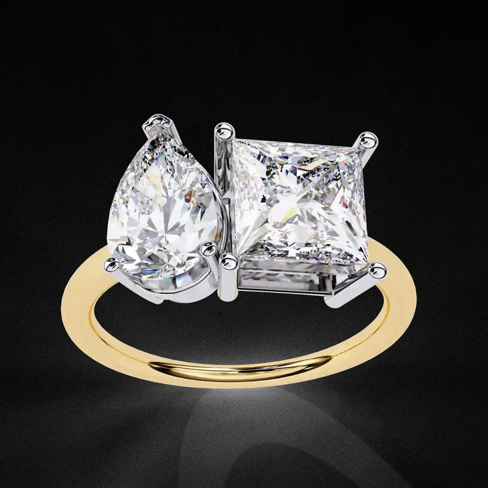 Pear-Princess Lab Grown Diamond Duet Ring - Image 2 Pear-Princess Lab Grown Diamond Duet Ring, view 2 of 3