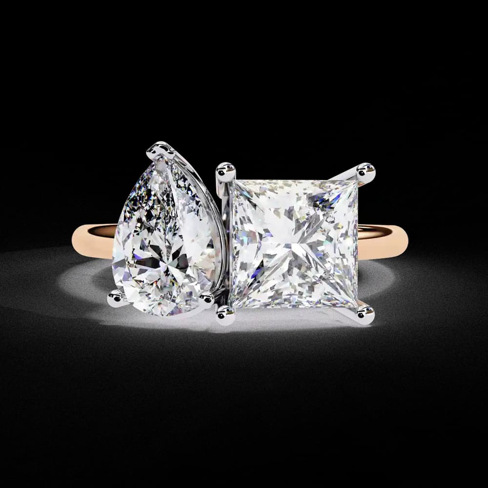 Pear and Princess Toi et Moi Lab Grown Diamond Ring - Image 1 Pear and Princess Toi et Moi Lab Grown Diamond Ring, view 1 of 4
