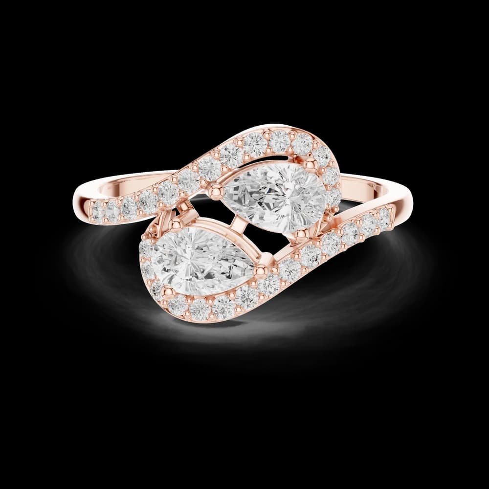 Twin Pear Bypass Lab Grown Diamond Ring - Image 1 Twin Pear Bypass Lab Grown Diamond Ring, view 1 of 6