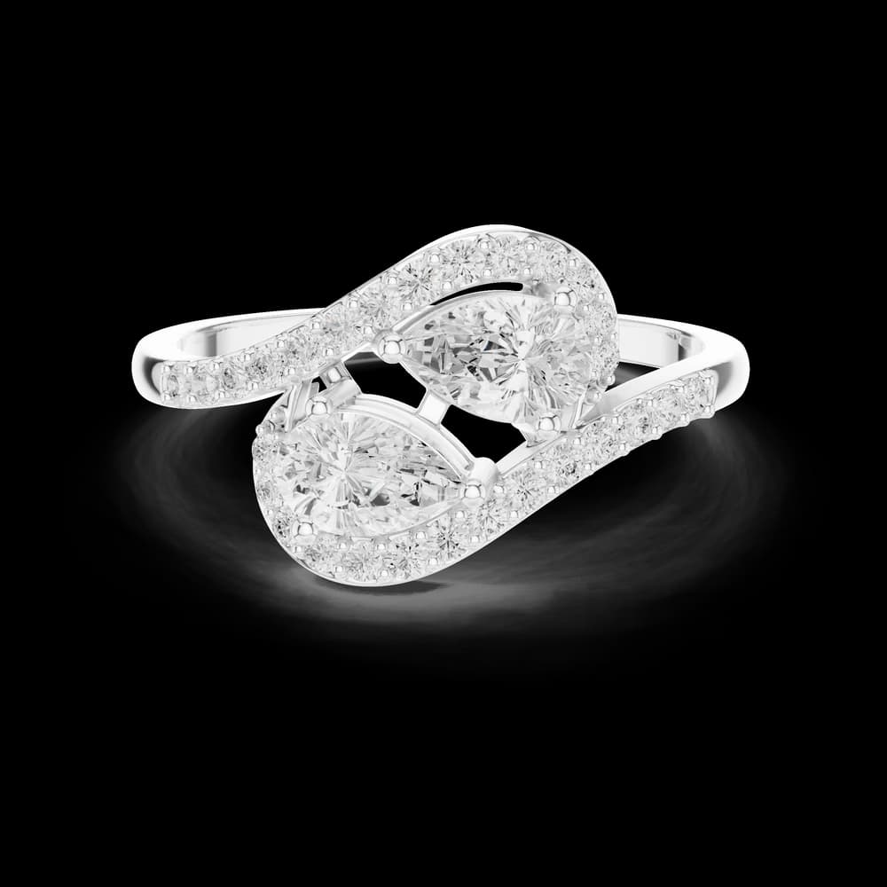 Twin Pear Bypass Lab Grown Diamond Ring - Image 2 Twin Pear Bypass Lab Grown Diamond Ring, view 2 of 6