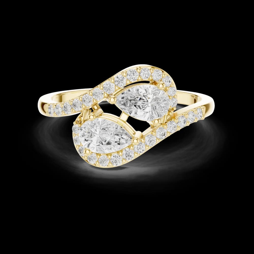 Twin Pear Bypass Lab Grown Diamond Ring - Image 3 Twin Pear Bypass Lab Grown Diamond Ring, view 3 of 6