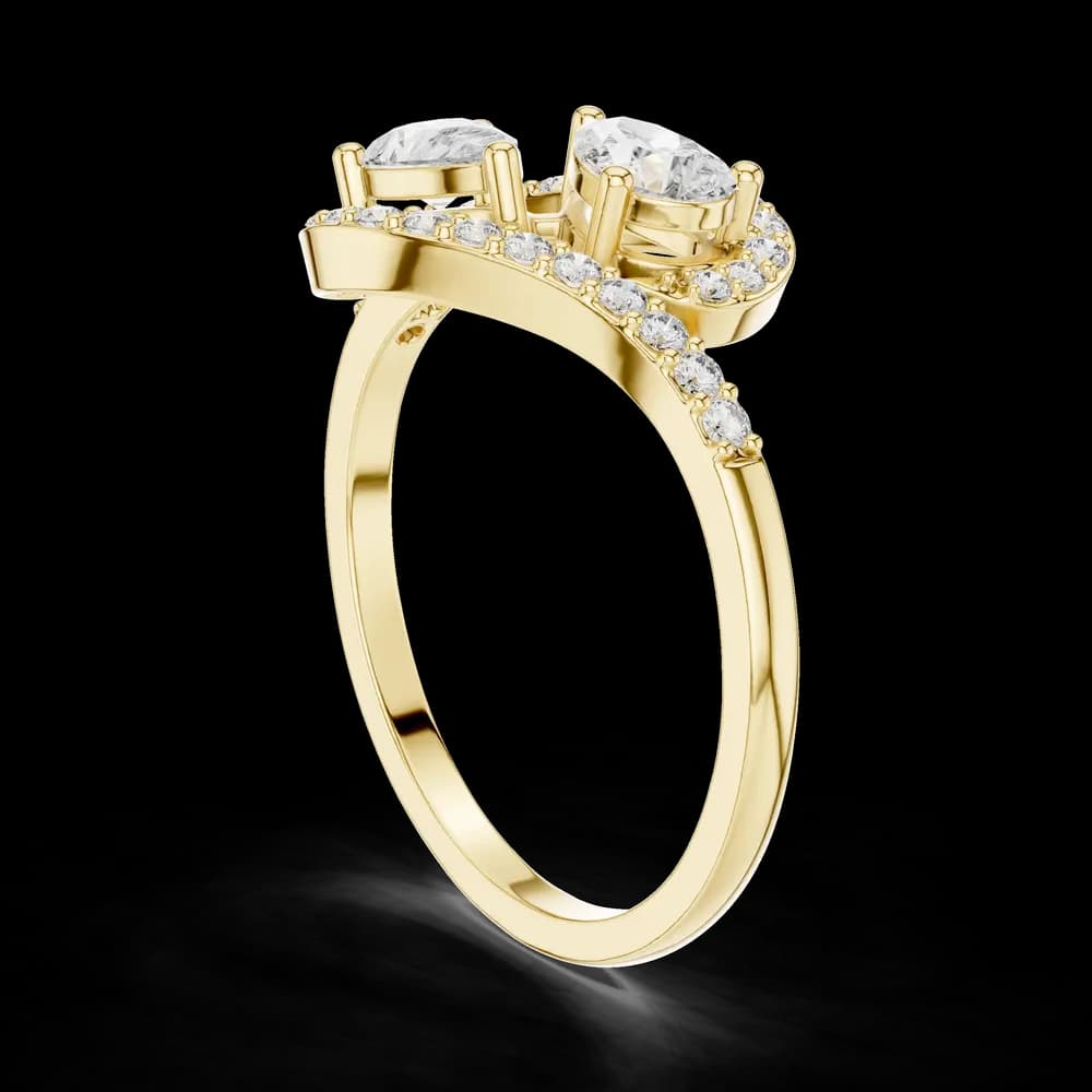 Twin Pear Bypass Lab Grown Diamond Ring - Image 4 Twin Pear Bypass Lab Grown Diamond Ring, view 4 of 6